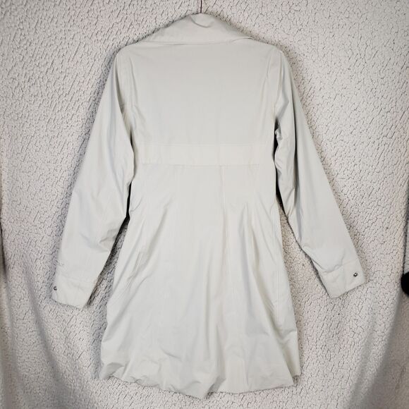 Vintage Marmot Trench Coat M White Long Rain Jacket Parka Old Money Preppy Chic - Picture 2 of 11